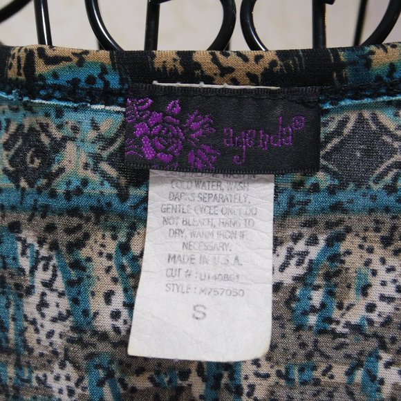 AGENDA Brown Blue Flutter Sleeve Blouse - Picture 11 of 11